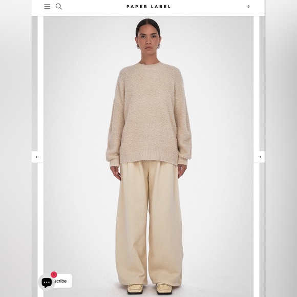 Paper Label Sweaters - Paper Label Anita Pullover Oat Milk Boucle Sweater Oversized Beige Medium